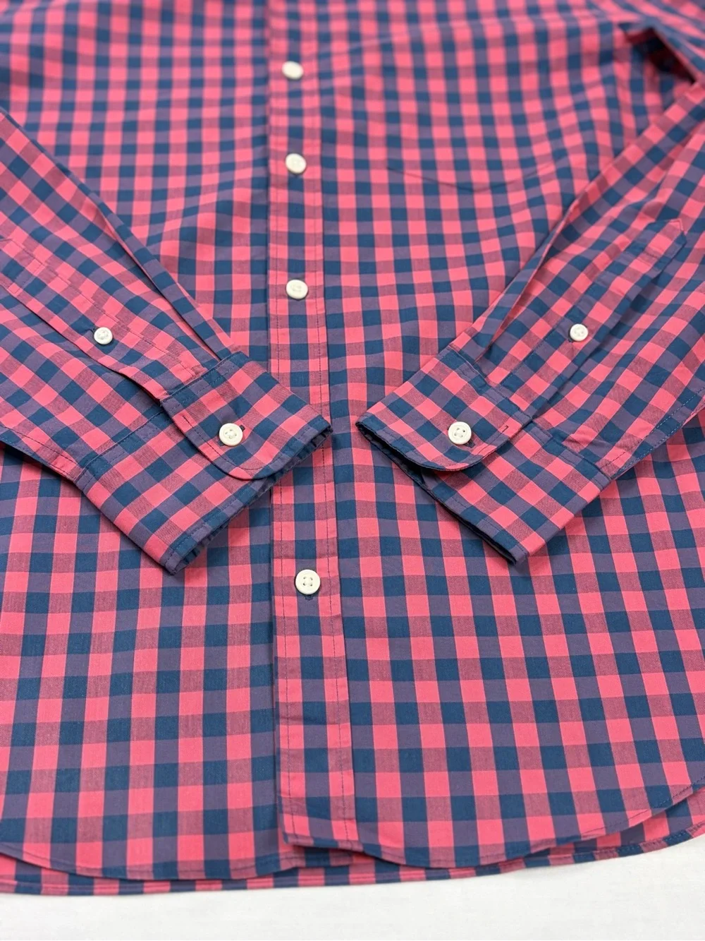 J.Crew Performance Slim Untucked Navy Red Gingham Plaid Button Down Shirt M